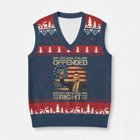 Charlie Kirk Memorial V-Neck Knit Sweater Vest Freedom Commemorative USA Flag Tribute - Wonder Print Shop