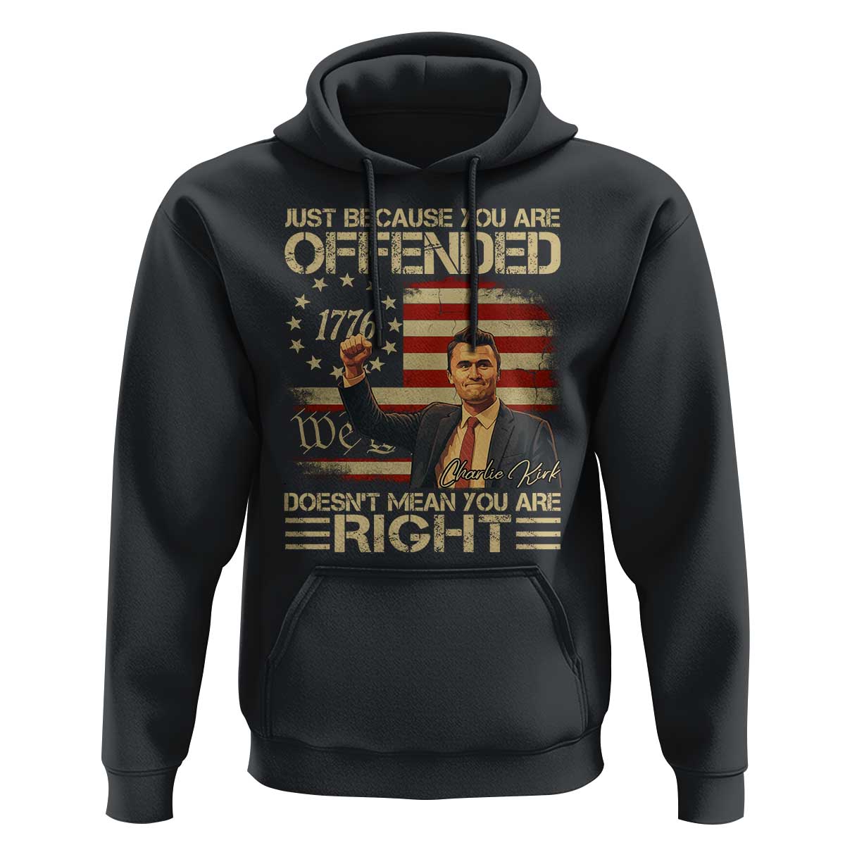 Charlie Kirk Memorial Hoodie Freedom Commemorative USA Flag Tribute - Wonder Print Shop