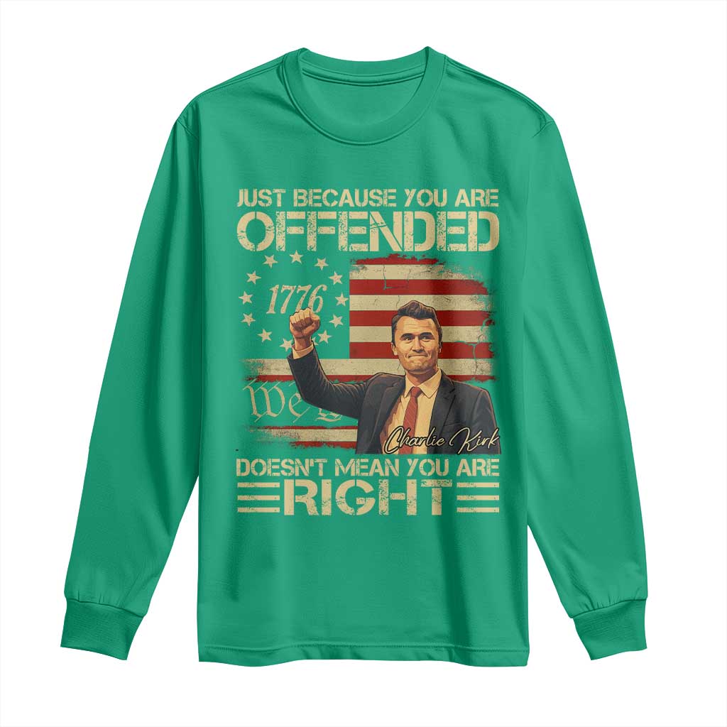 Charlie Kirk Memorial Long Sleeve Shirt Freedom Commemorative USA Flag Tribute - Wonder Print Shop
