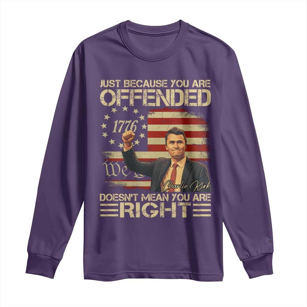 Charlie Kirk Memorial Long Sleeve Shirt Freedom Commemorative USA Flag Tribute - Wonder Print Shop