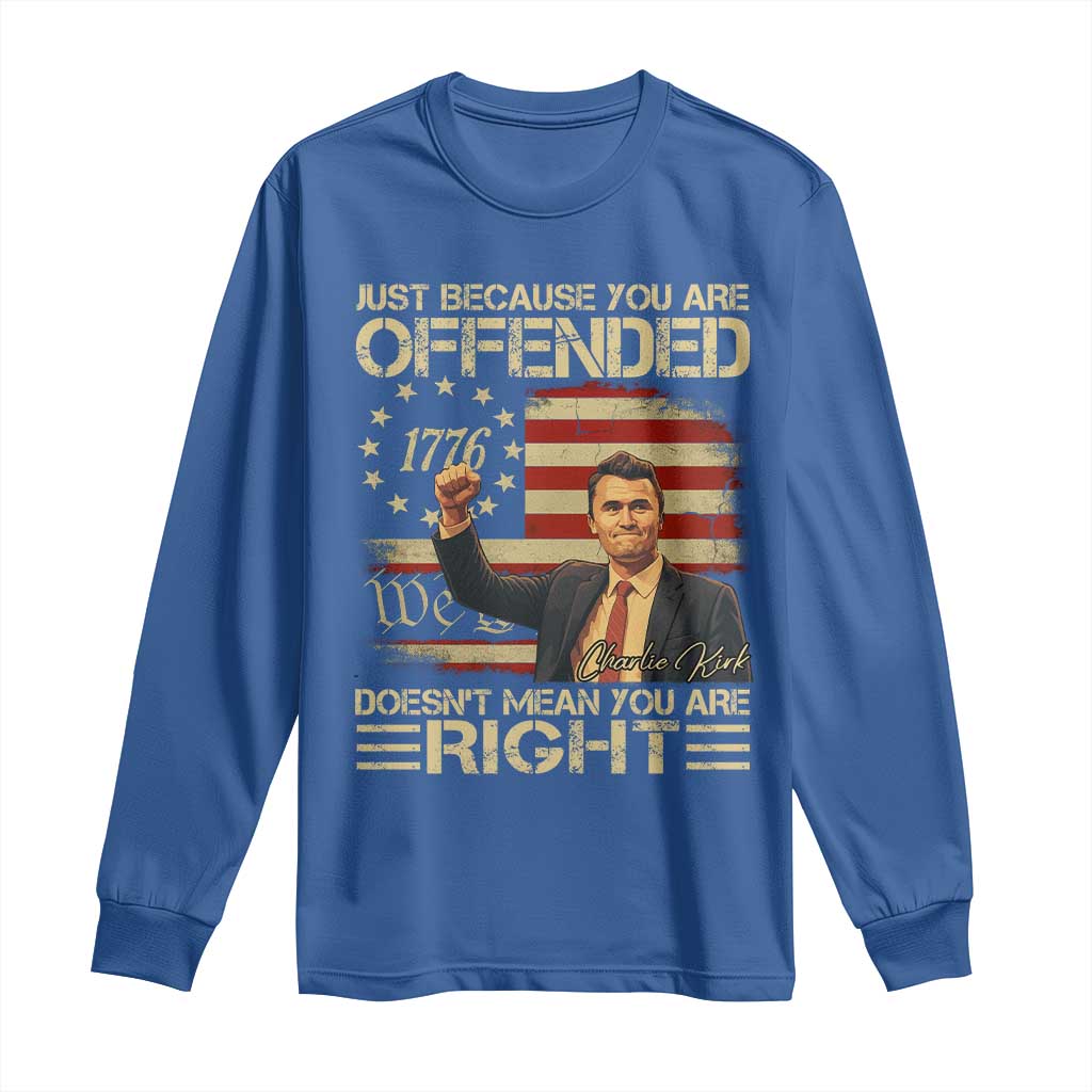 Charlie Kirk Memorial Long Sleeve Shirt Freedom Commemorative USA Flag Tribute - Wonder Print Shop