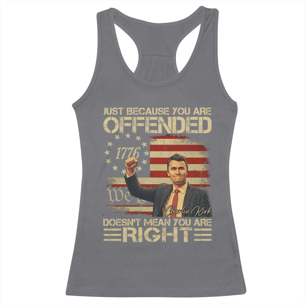 Charlie Kirk Memorial Racerback Tank Top Freedom Commemorative USA Flag Tribute - Wonder Print Shop