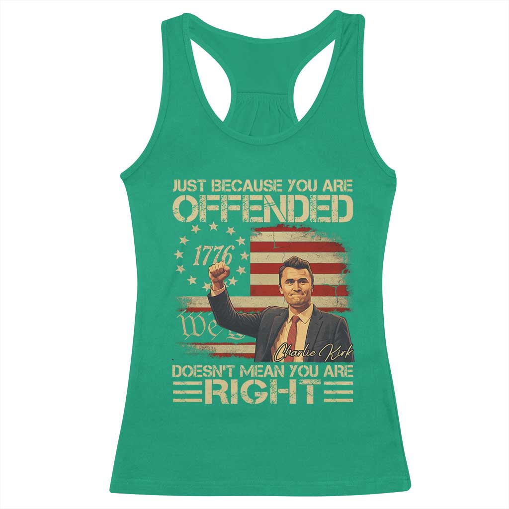 Charlie Kirk Memorial Racerback Tank Top Freedom Commemorative USA Flag Tribute - Wonder Print Shop