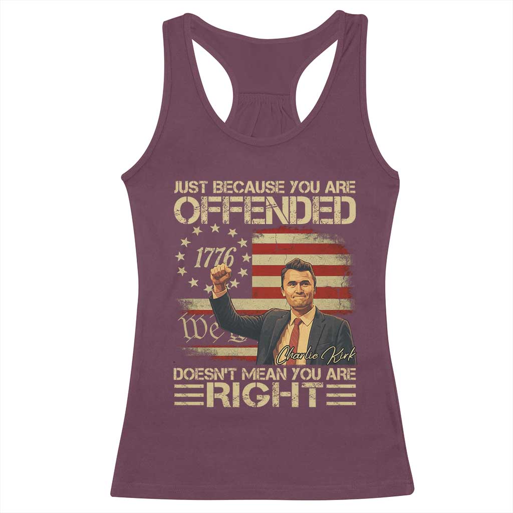 Charlie Kirk Memorial Racerback Tank Top Freedom Commemorative USA Flag Tribute - Wonder Print Shop