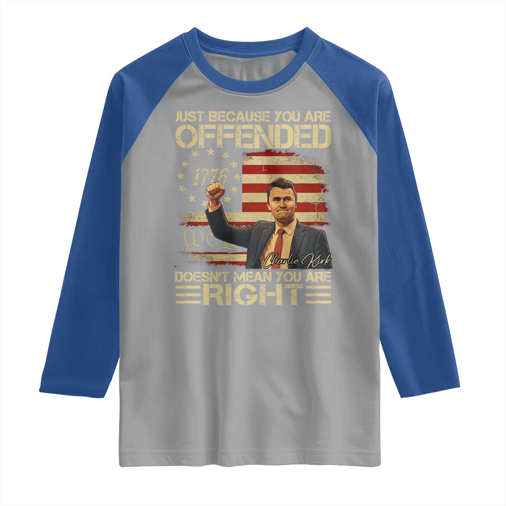 Charlie Kirk Memorial Raglan Shirt Freedom Commemorative USA Flag Tribute - Wonder Print Shop