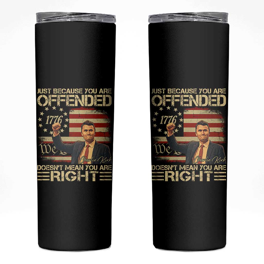 Charlie Kirk Memorial Skinny Tumbler Freedom Commemorative USA Flag Tribute - Wonder Print Shop