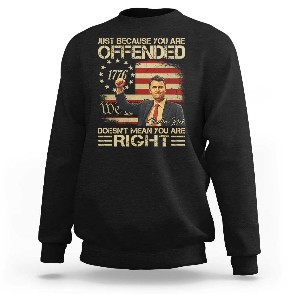 Charlie Kirk Memorial Sweatshirt Freedom Commemorative USA Flag Tribute - Wonder Print Shop