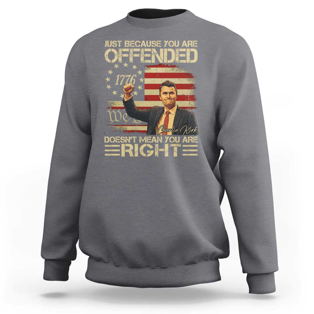 Charlie Kirk Memorial Sweatshirt Freedom Commemorative USA Flag Tribute - Wonder Print Shop