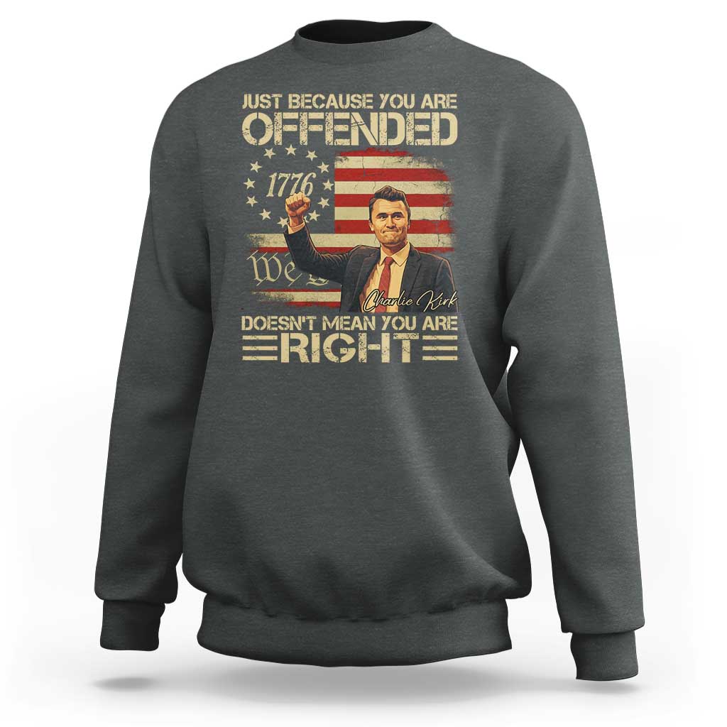 Charlie Kirk Memorial Sweatshirt Freedom Commemorative USA Flag Tribute - Wonder Print Shop