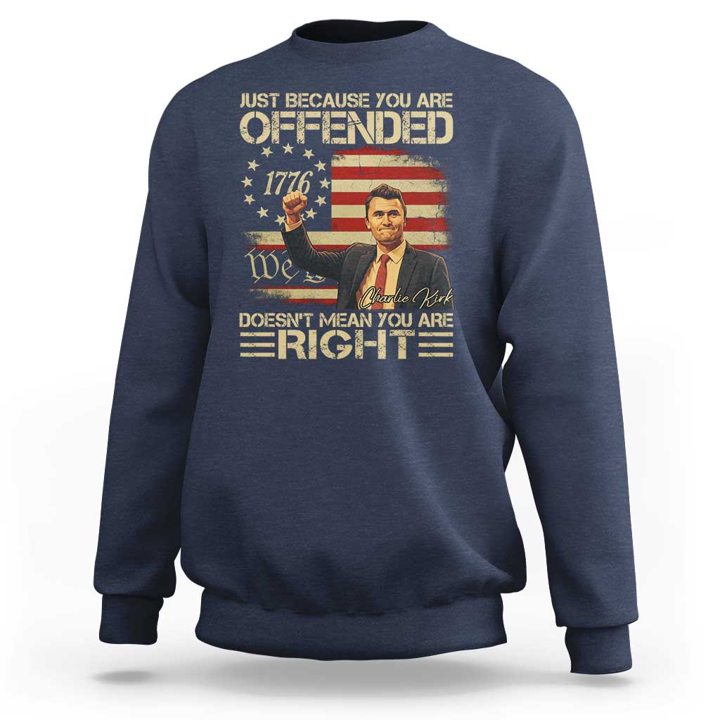 Charlie Kirk Memorial Sweatshirt Freedom Commemorative USA Flag Tribute - Wonder Print Shop