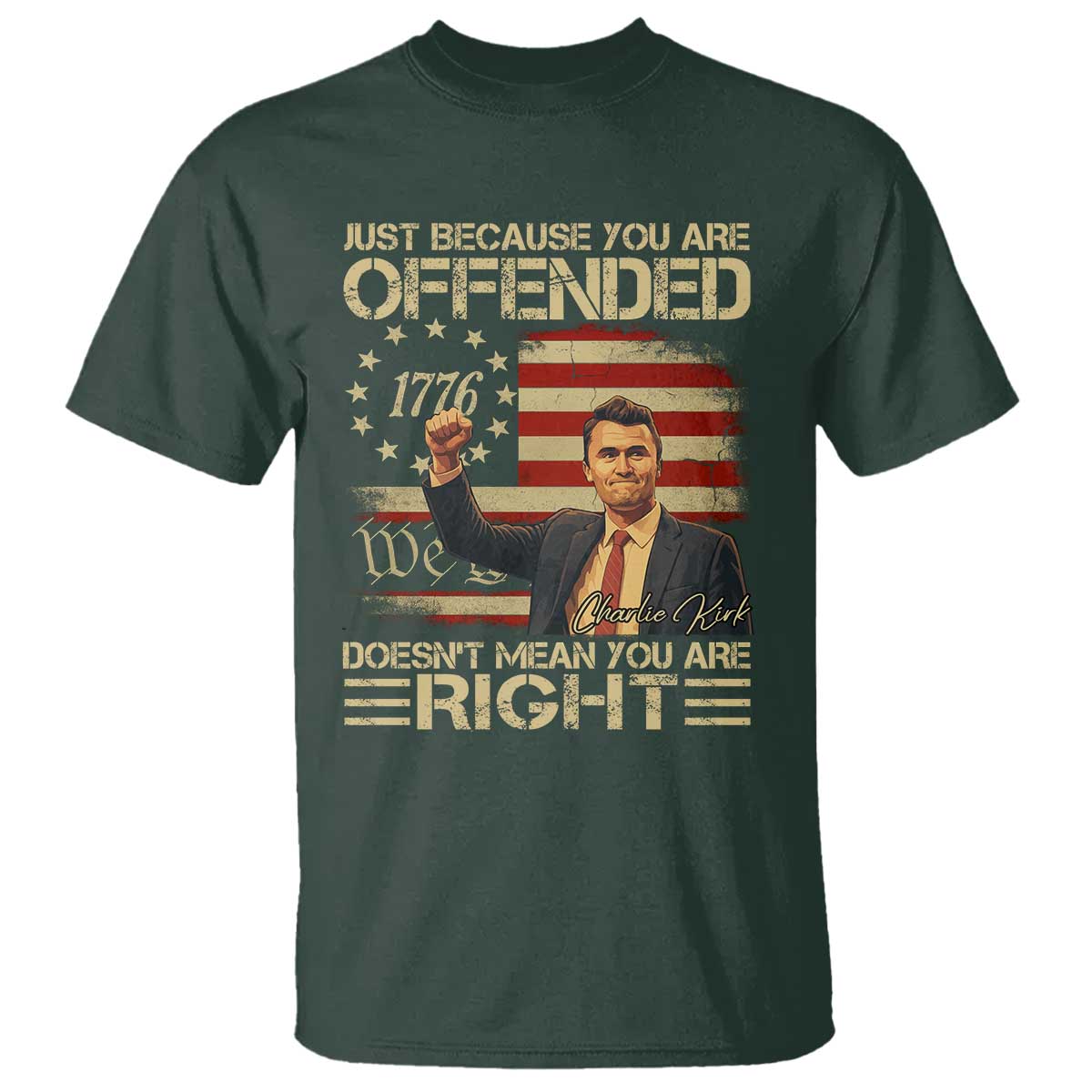 Charlie Kirk Memorial T Shirt Freedom Commemorative USA Flag Tribute - Wonder Print Shop