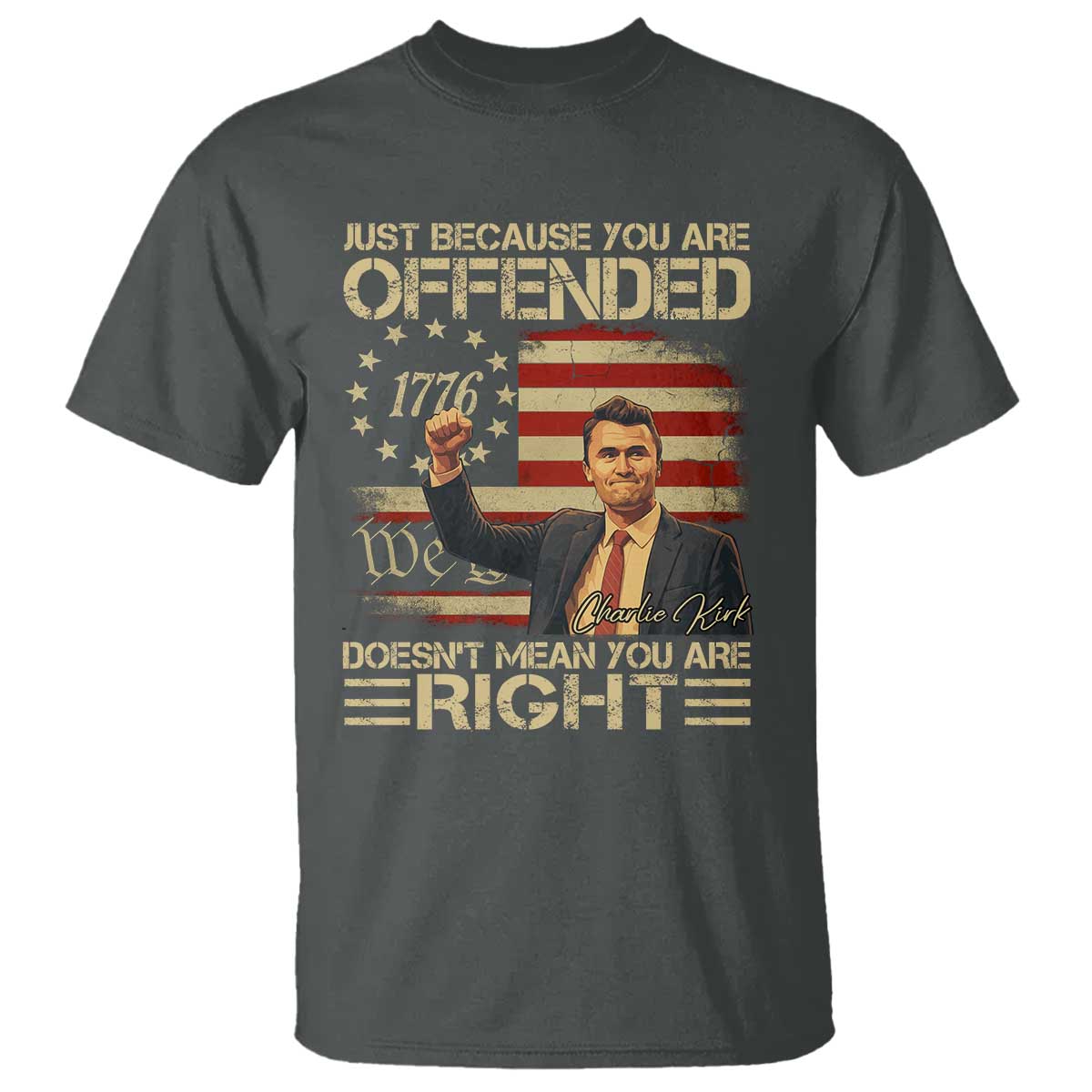 Charlie Kirk Memorial T Shirt Freedom Commemorative USA Flag Tribute - Wonder Print Shop