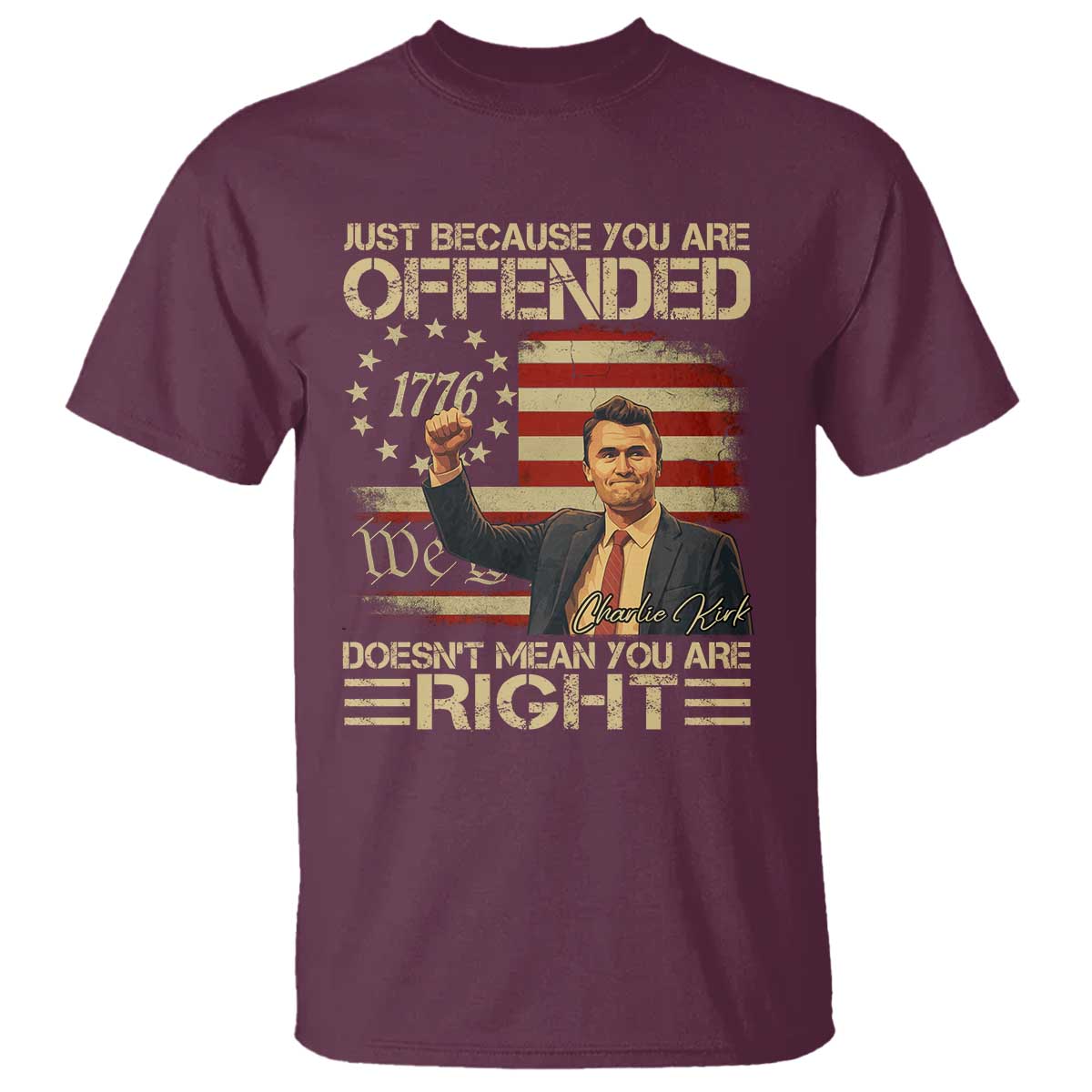 Charlie Kirk Memorial T Shirt Freedom Commemorative USA Flag Tribute - Wonder Print Shop