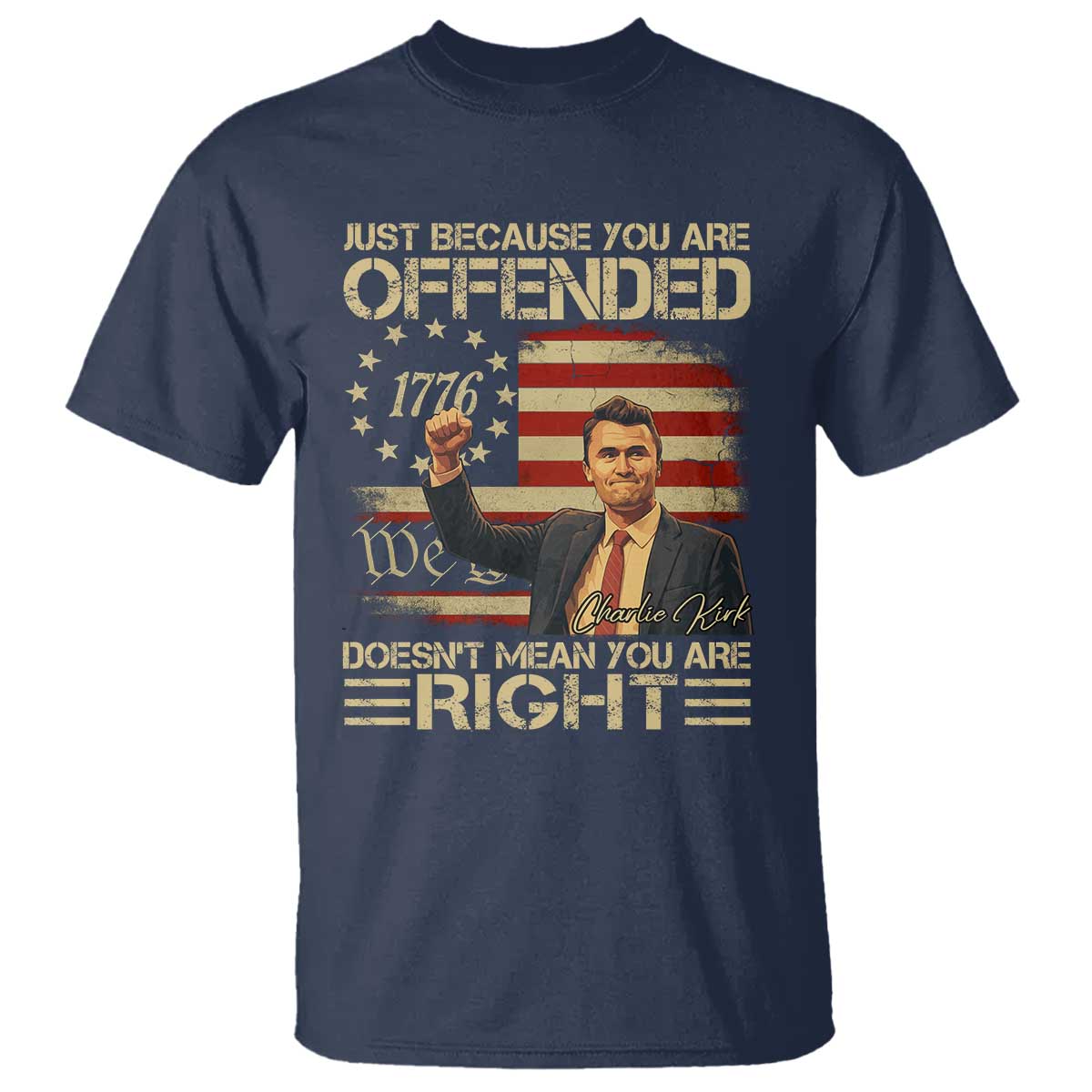 Charlie Kirk Memorial T Shirt Freedom Commemorative USA Flag Tribute - Wonder Print Shop
