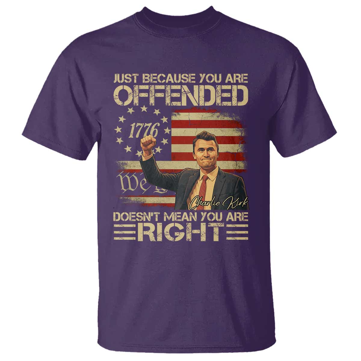 Charlie Kirk Memorial T Shirt Freedom Commemorative USA Flag Tribute - Wonder Print Shop
