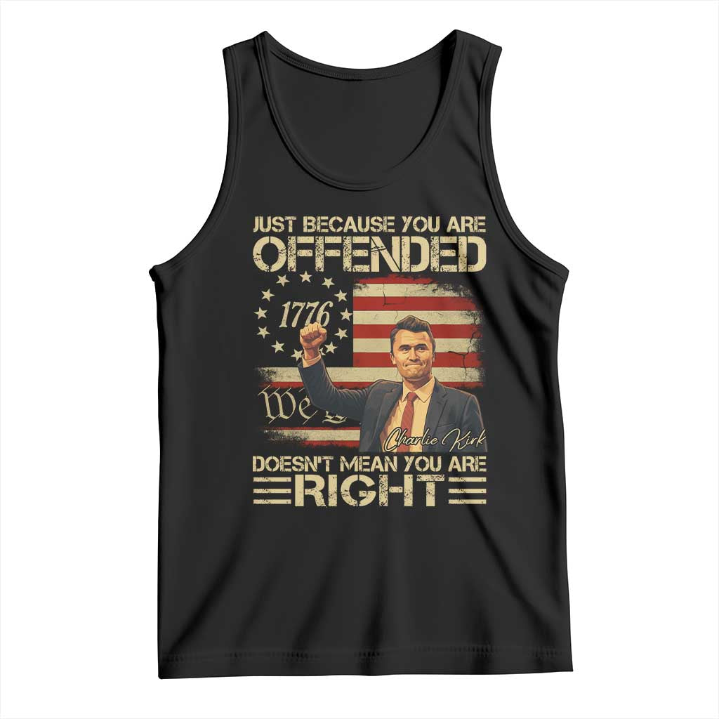 Charlie Kirk Memorial Tank Top Freedom Commemorative USA Flag Tribute - Wonder Print Shop