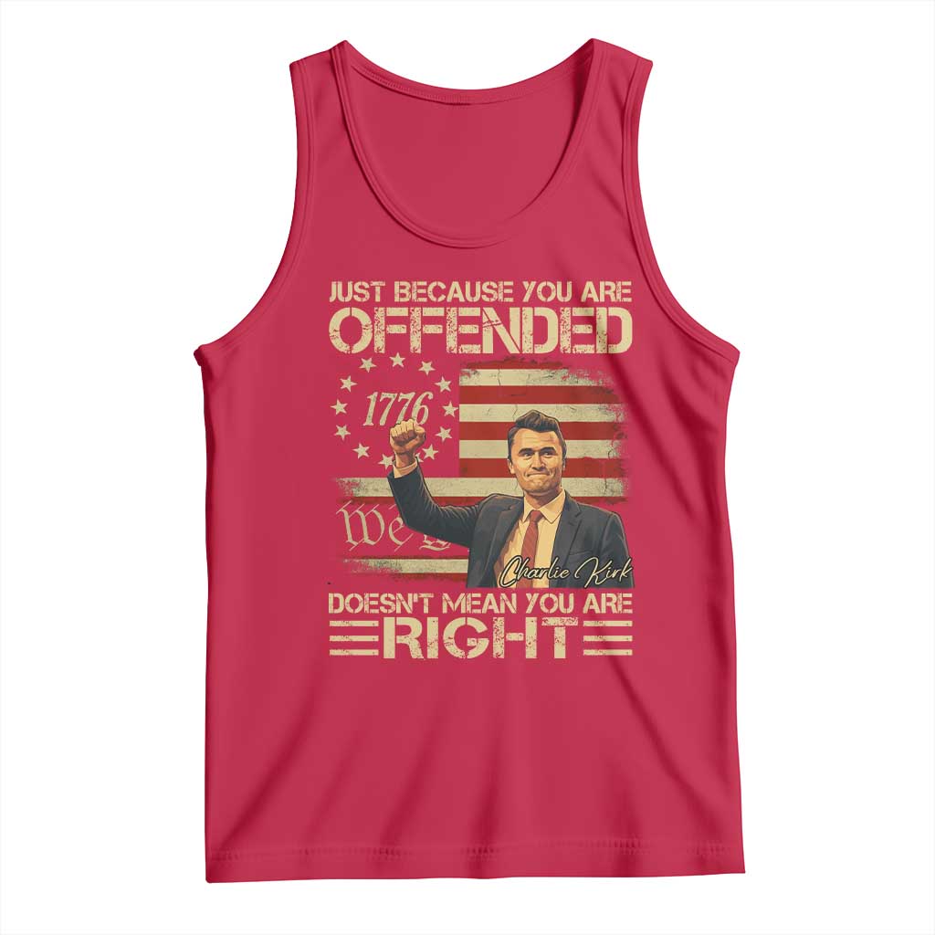 Charlie Kirk Memorial Tank Top Freedom Commemorative USA Flag Tribute - Wonder Print Shop