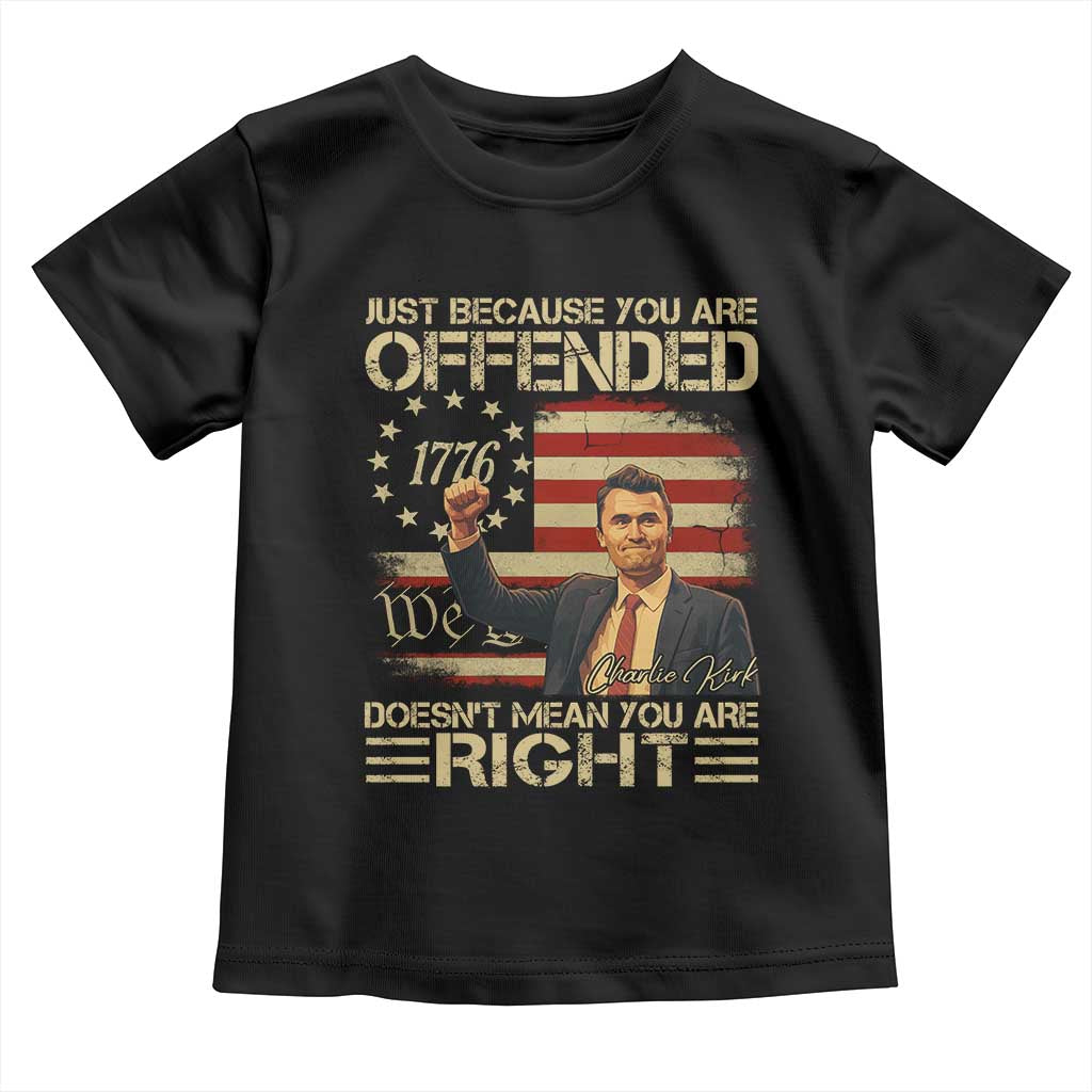 Charlie Kirk Memorial Toddler T Shirt Freedom Commemorative USA Flag Tribute - Wonder Print Shop