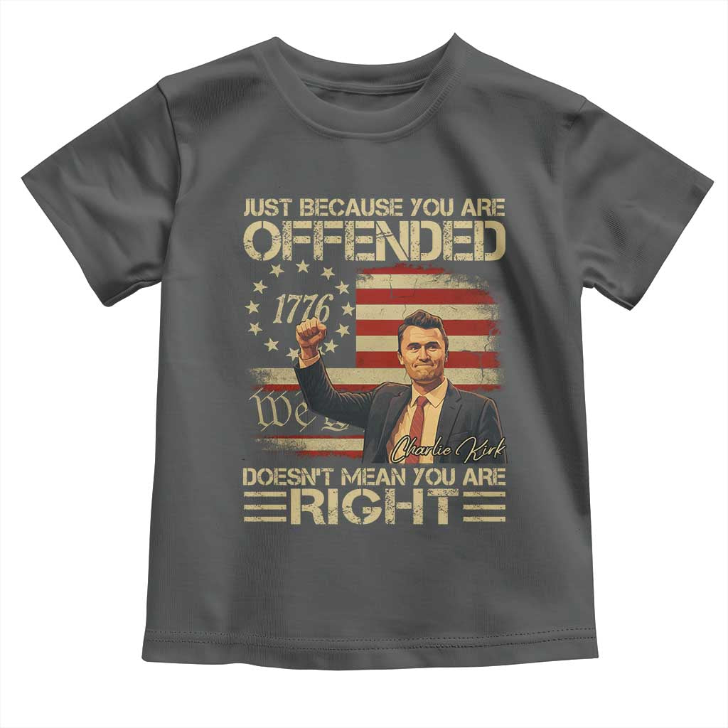 Charlie Kirk Memorial Toddler T Shirt Freedom Commemorative USA Flag Tribute - Wonder Print Shop
