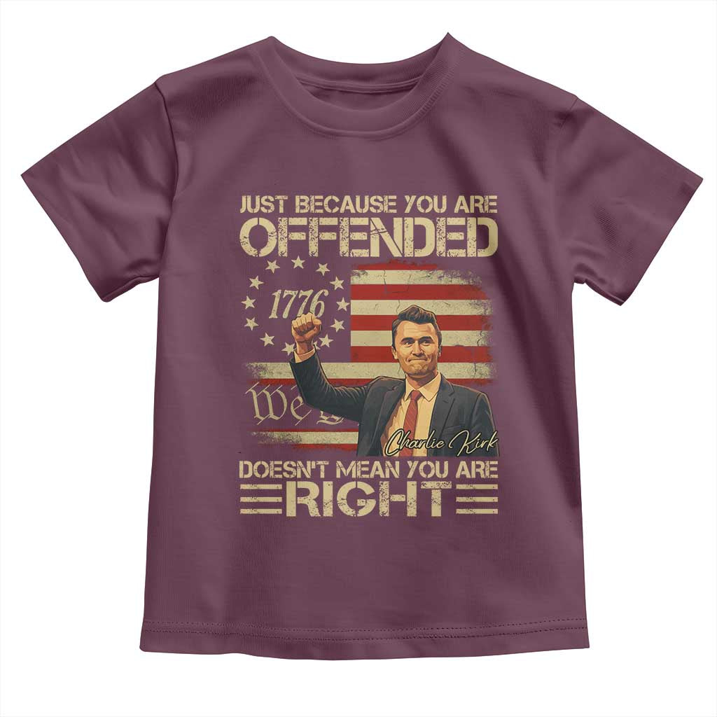 Charlie Kirk Memorial Toddler T Shirt Freedom Commemorative USA Flag Tribute - Wonder Print Shop