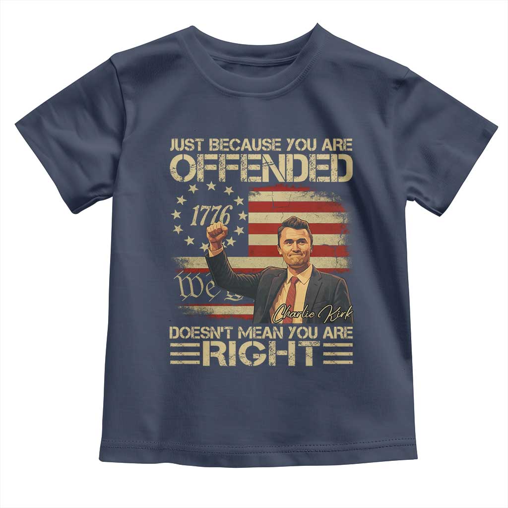 Charlie Kirk Memorial Toddler T Shirt Freedom Commemorative USA Flag Tribute - Wonder Print Shop