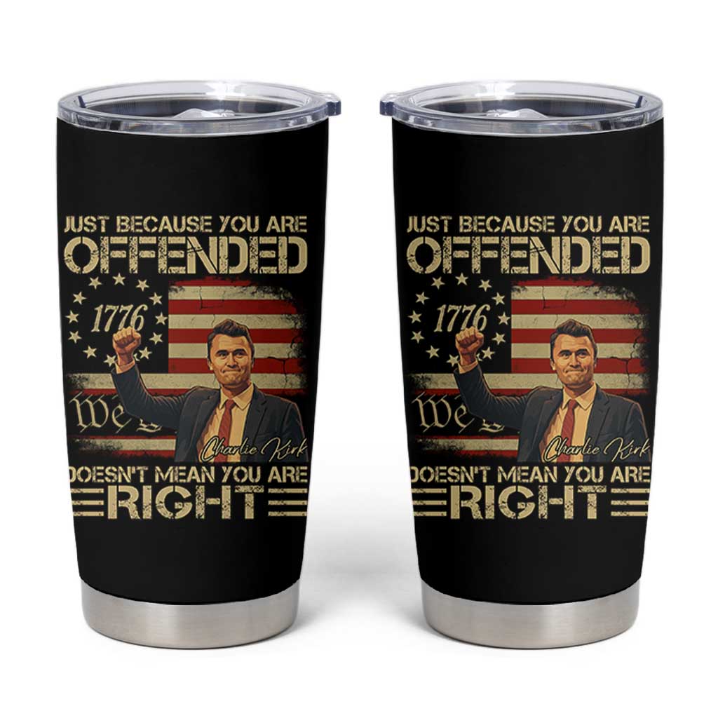 Charlie Kirk Memorial Tumbler Cup Freedom Commemorative USA Flag Tribute - Wonder Print Shop