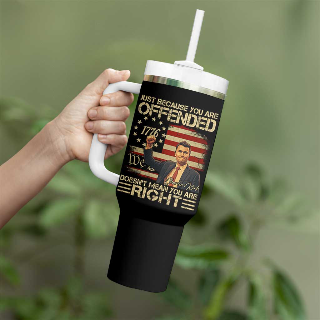 Charlie Kirk Memorial Tumbler With Handle Freedom Commemorative USA Flag Tribute - Wonder Print Shop