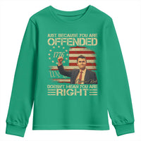 Charlie Kirk Memorial Youth Sweatshirt Freedom Commemorative USA Flag Tribute - Wonder Print Shop