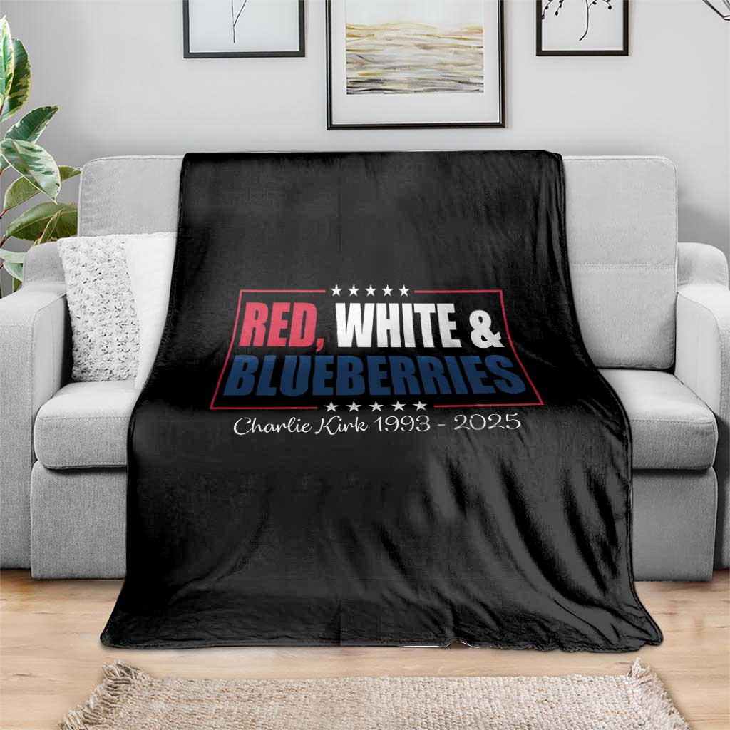 Red White Blueberries Throw Blanket Charlie Kirk Inspired Patriotic Memorial Freedom - Wonder Print Shop