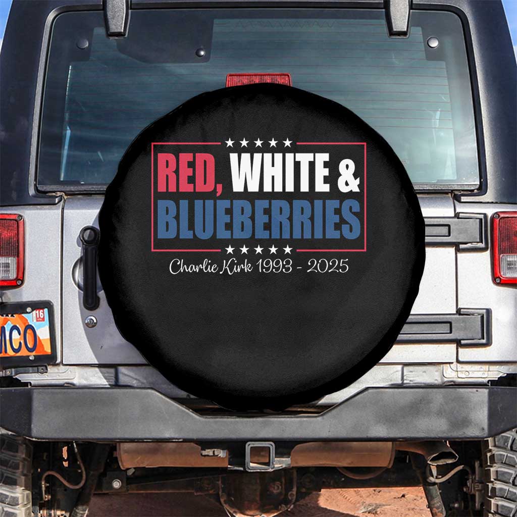 Red White Blueberries Spare Tire Cover Charlie Kirk Inspired Patriotic Memorial Freedom - Wonder Print Shop