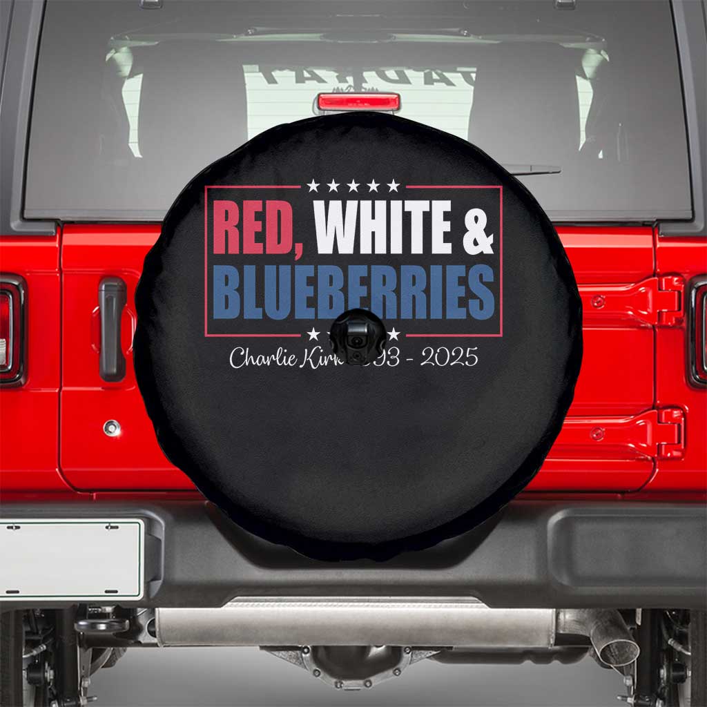 Red White Blueberries Spare Tire Cover Charlie Kirk Inspired Patriotic Memorial Freedom - Wonder Print Shop