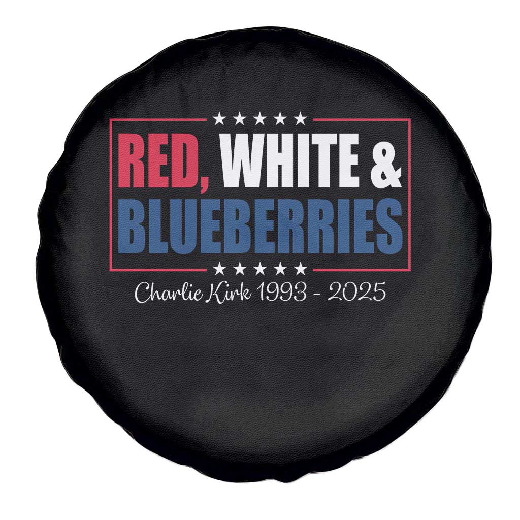 Red White Blueberries Spare Tire Cover Charlie Kirk Inspired Patriotic Memorial Freedom - Wonder Print Shop