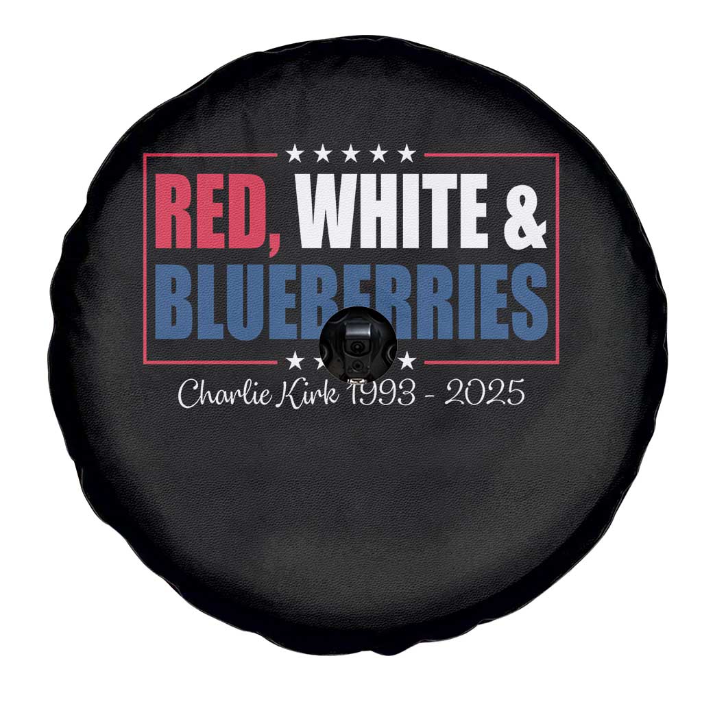 Red White Blueberries Spare Tire Cover Charlie Kirk Inspired Patriotic Memorial Freedom - Wonder Print Shop