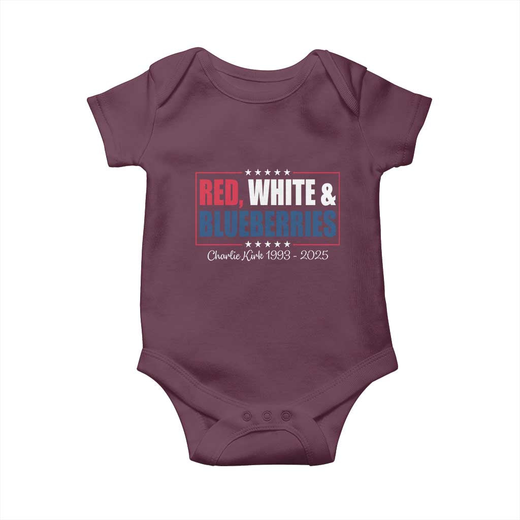 Red White Blueberries Baby Onesie Charlie Kirk Inspired Patriotic Memorial Freedom - Wonder Print Shop