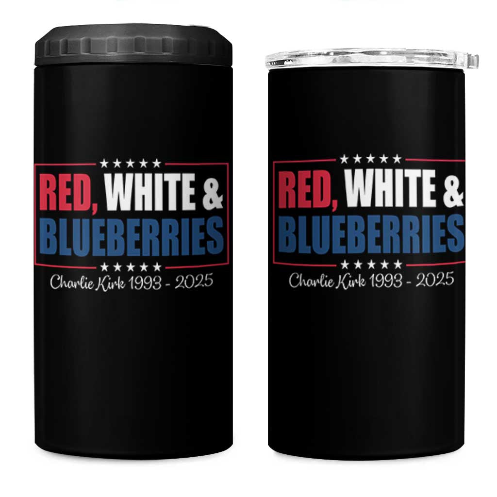Red White Blueberries 4 in 1 Can Cooler Tumbler Charlie Kirk Inspired Patriotic Memorial Freedom - Wonder Print Shop
