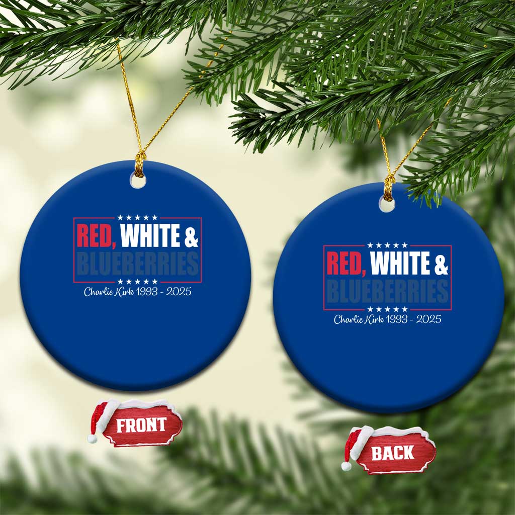 Red White Blueberries Ceramic Ornament Charlie Kirk Inspired Patriotic Memorial Freedom - Wonder Print Shop