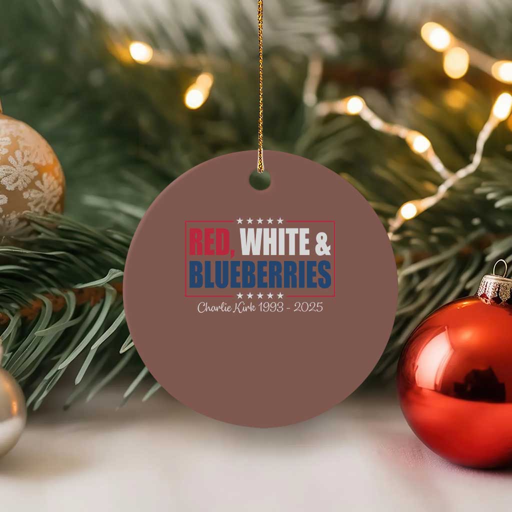 Red White Blueberries Ceramic Ornament Charlie Kirk Inspired Patriotic Memorial Freedom - Wonder Print Shop