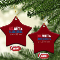 Red White Blueberries Ceramic Ornament Charlie Kirk Inspired Patriotic Memorial Freedom - Wonder Print Shop