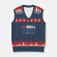 Red White Blueberries V-Neck Knit Sweater Vest Charlie Kirk Inspired Patriotic Memorial Freedom - Wonder Print Shop