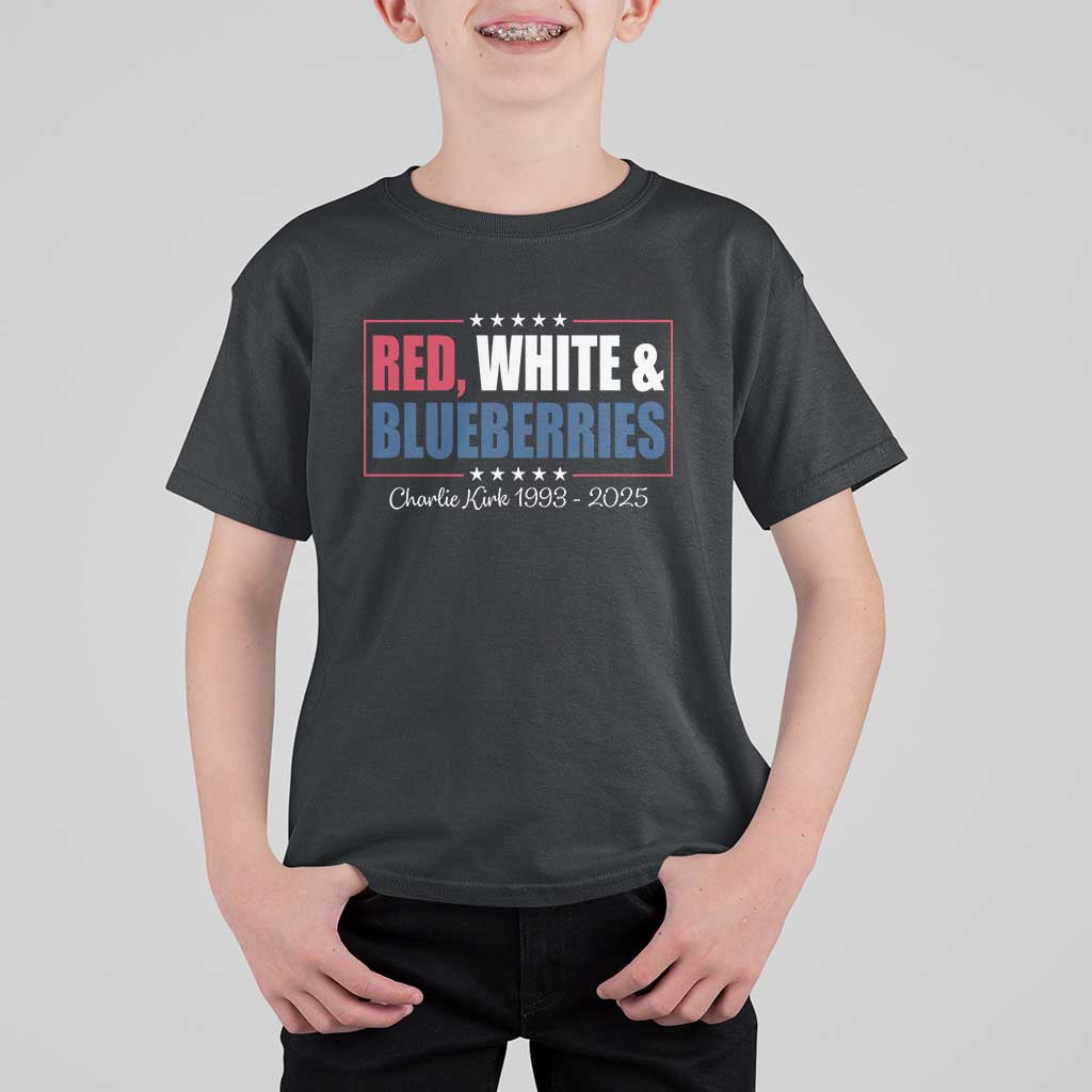 Red White Blueberries T Shirt For Kid Charlie Kirk Inspired Patriotic Memorial Freedom - Wonder Print Shop