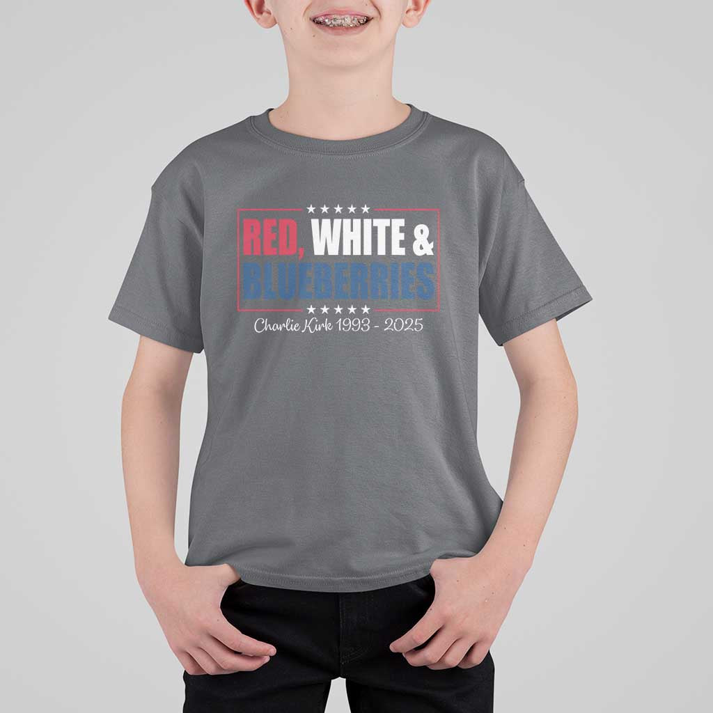 Red White Blueberries T Shirt For Kid Charlie Kirk Inspired Patriotic Memorial Freedom - Wonder Print Shop