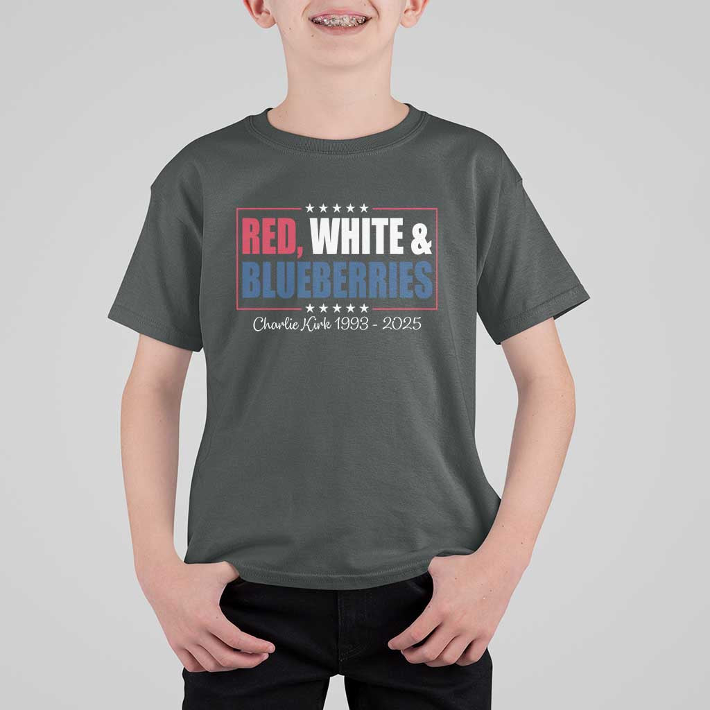 Red White Blueberries T Shirt For Kid Charlie Kirk Inspired Patriotic Memorial Freedom - Wonder Print Shop