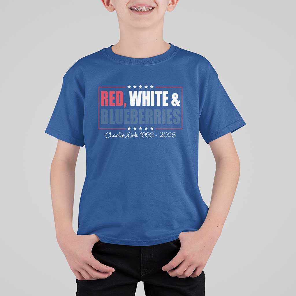 Red White Blueberries T Shirt For Kid Charlie Kirk Inspired Patriotic Memorial Freedom - Wonder Print Shop