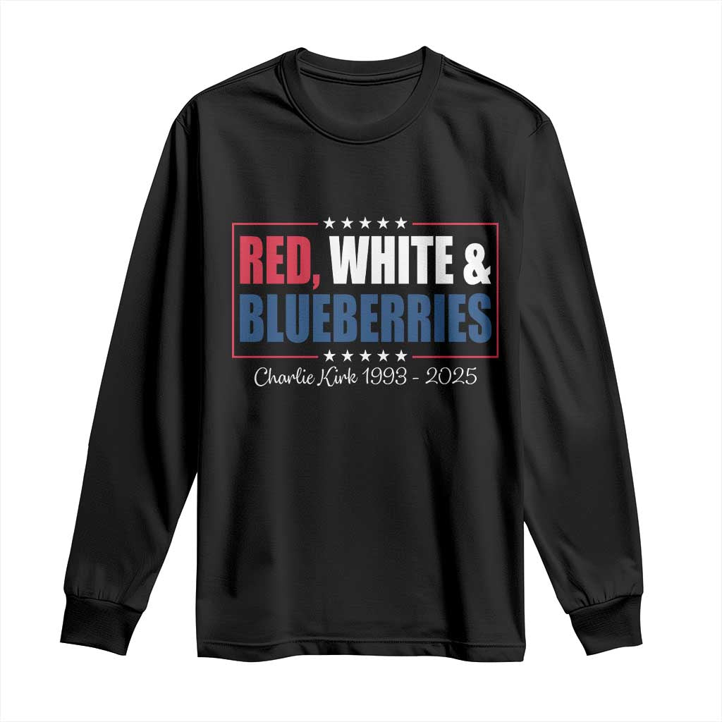 Red White Blueberries Long Sleeve Shirt Charlie Kirk Inspired Patriotic Memorial Freedom - Wonder Print Shop