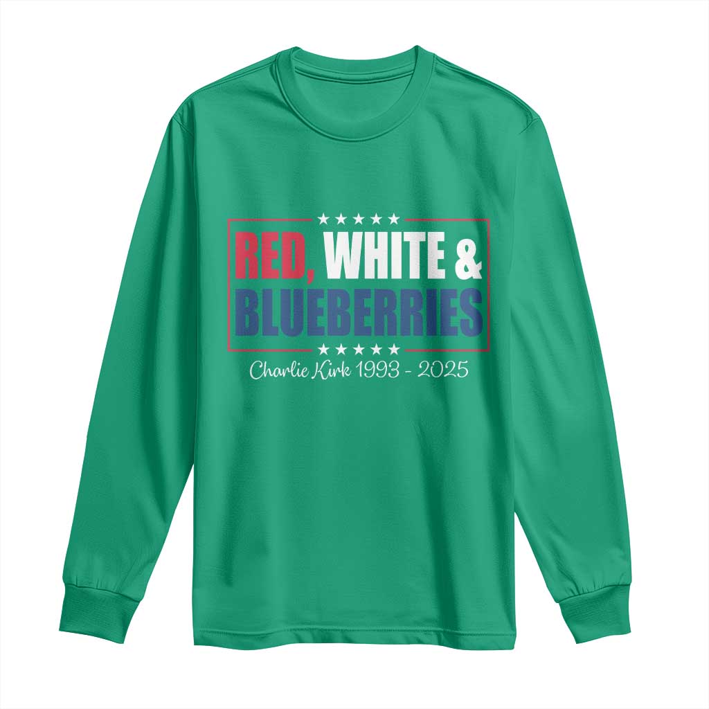 Red White Blueberries Long Sleeve Shirt Charlie Kirk Inspired Patriotic Memorial Freedom - Wonder Print Shop