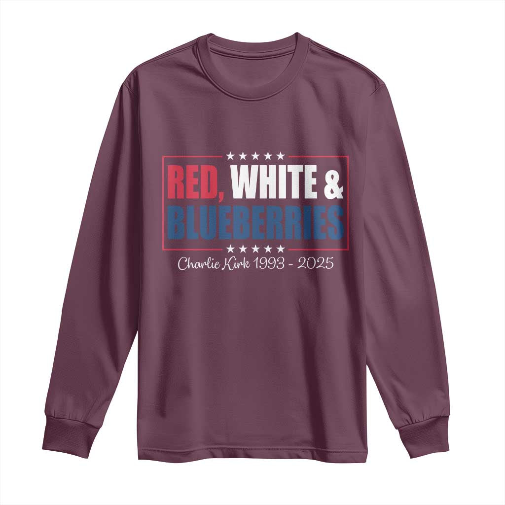 Red White Blueberries Long Sleeve Shirt Charlie Kirk Inspired Patriotic Memorial Freedom - Wonder Print Shop
