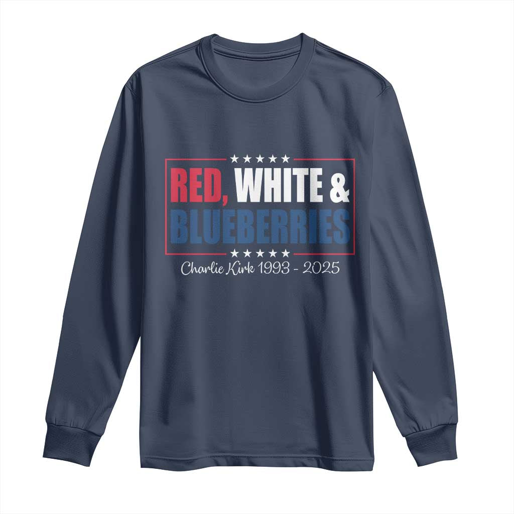 Red White Blueberries Long Sleeve Shirt Charlie Kirk Inspired Patriotic Memorial Freedom - Wonder Print Shop