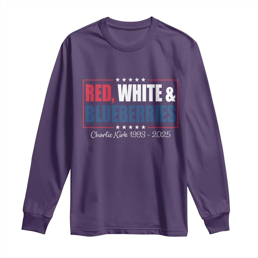 Red White Blueberries Long Sleeve Shirt Charlie Kirk Inspired Patriotic Memorial Freedom - Wonder Print Shop