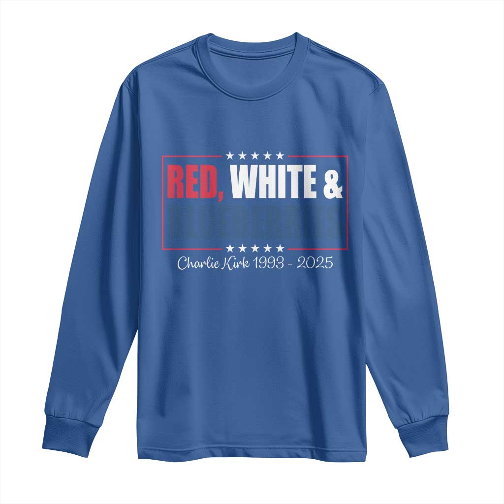 Red White Blueberries Long Sleeve Shirt Charlie Kirk Inspired Patriotic Memorial Freedom - Wonder Print Shop