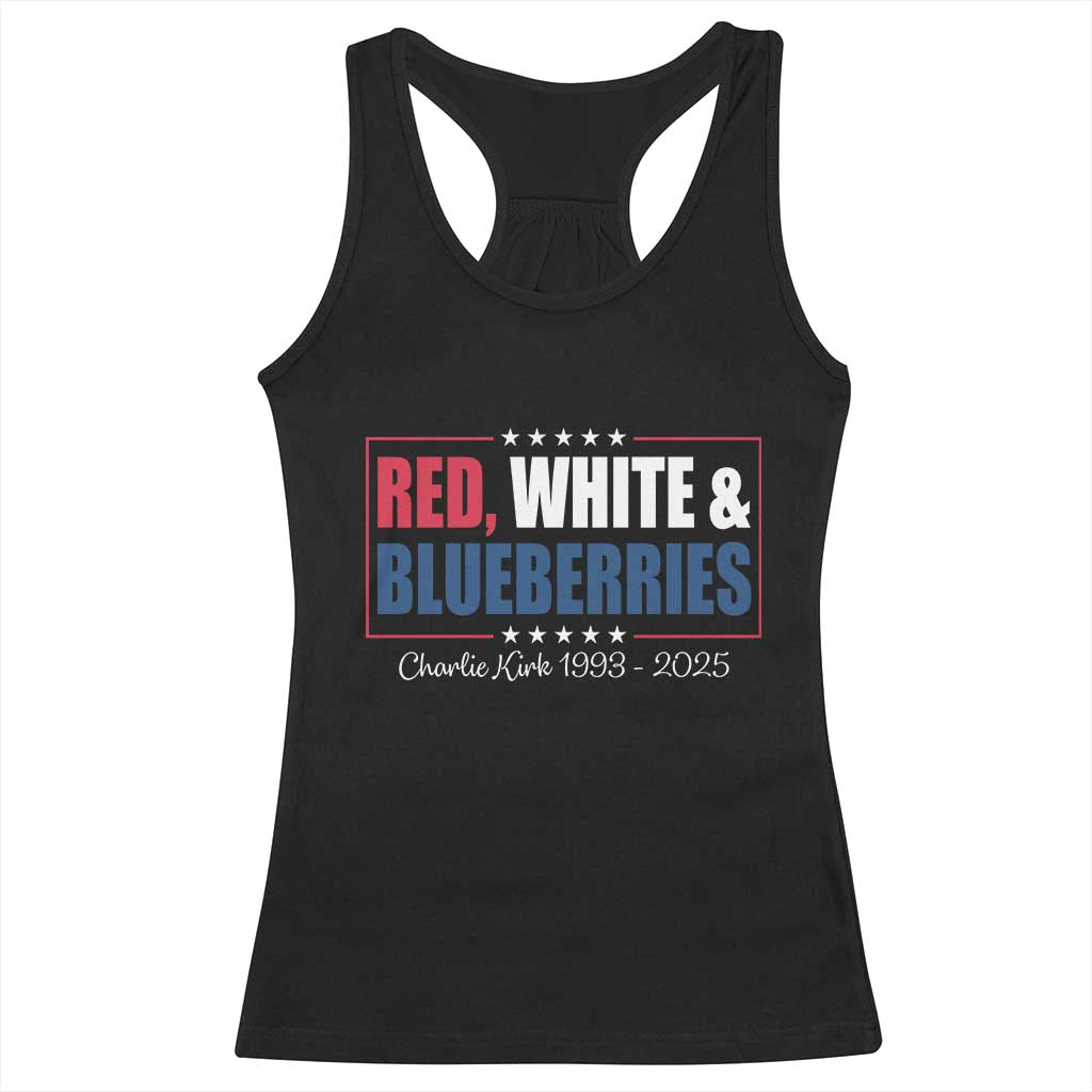 Red White Blueberries Racerback Tank Top Charlie Kirk Inspired Patriotic Memorial Freedom - Wonder Print Shop